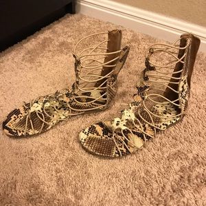 Snakeskin Gladiator Sandals by Mia